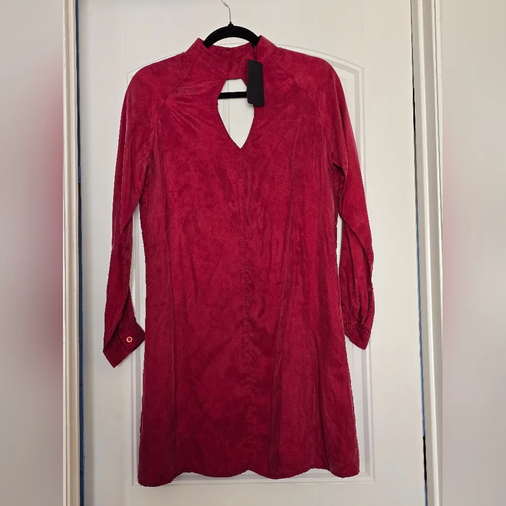 NWT Revolve Blaque Label Maroon Keyhole Mini Dress Small Mock Neck Long Sleeve - Picture 3 of 13